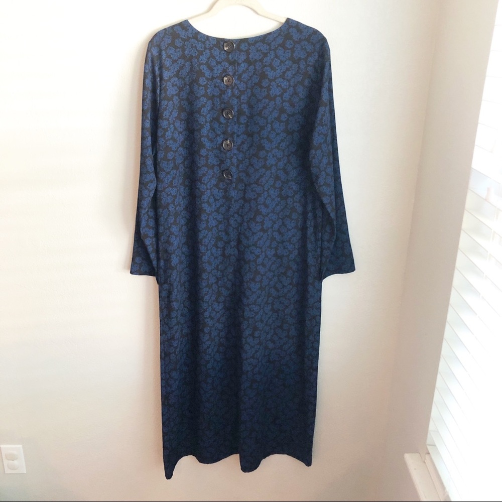 ELIZABETH and James Blue & Black Floral Button Back Maxi Dress L Modest Prairie - Picture 3 of 10